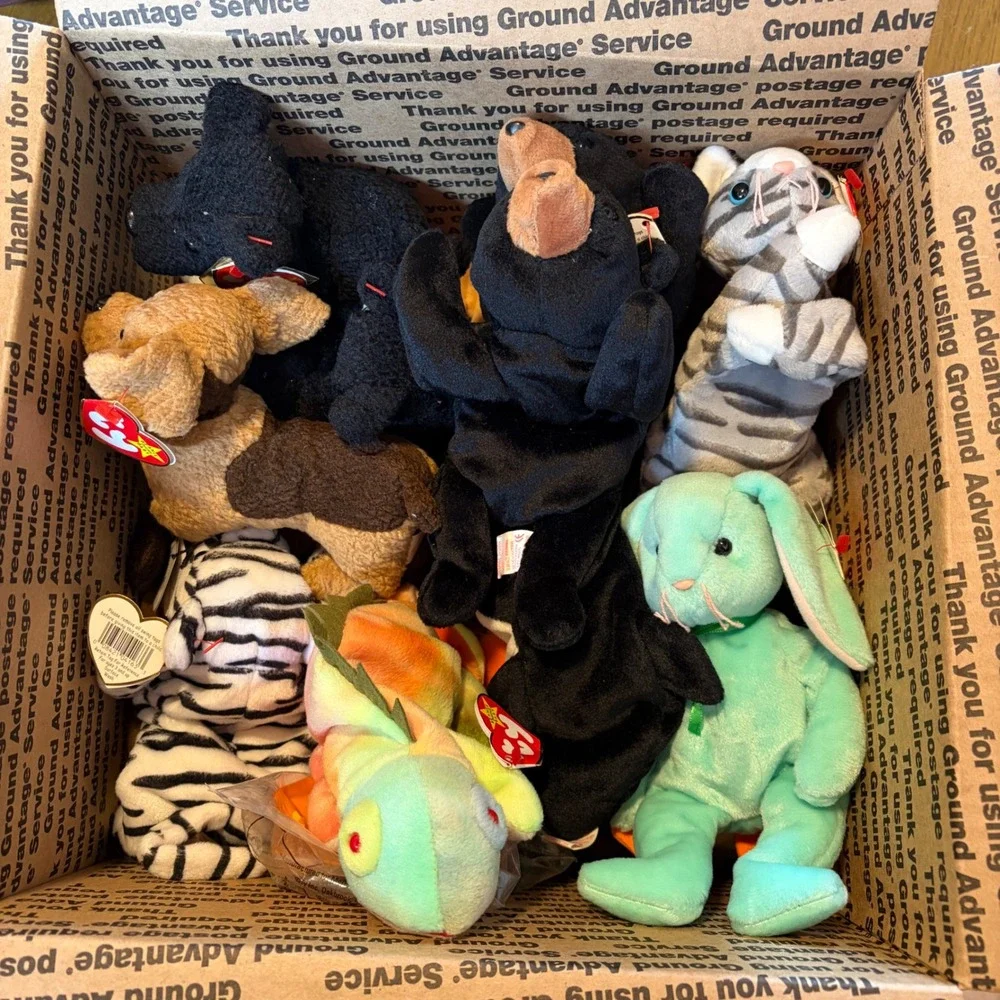 Lot of 34 Ty Beanie Babies Vintage Rare Plush Collection African Safari Tote‎